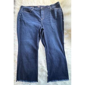 NYDJ Women's Plus 24W Barbara Bootcut Jeans Dark Wash Raw Hem Stretch Denim
